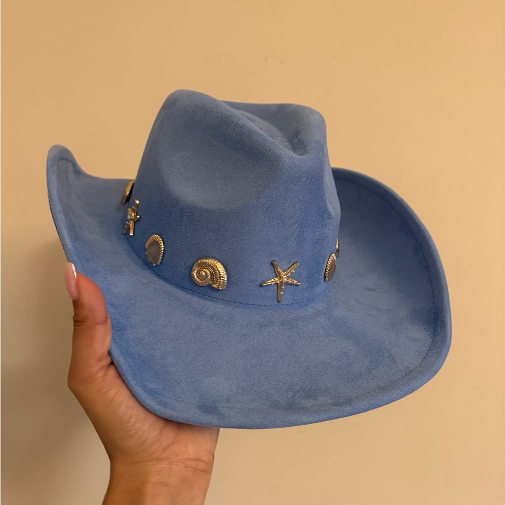 Blue Cowboy Hat with Nautical Accents